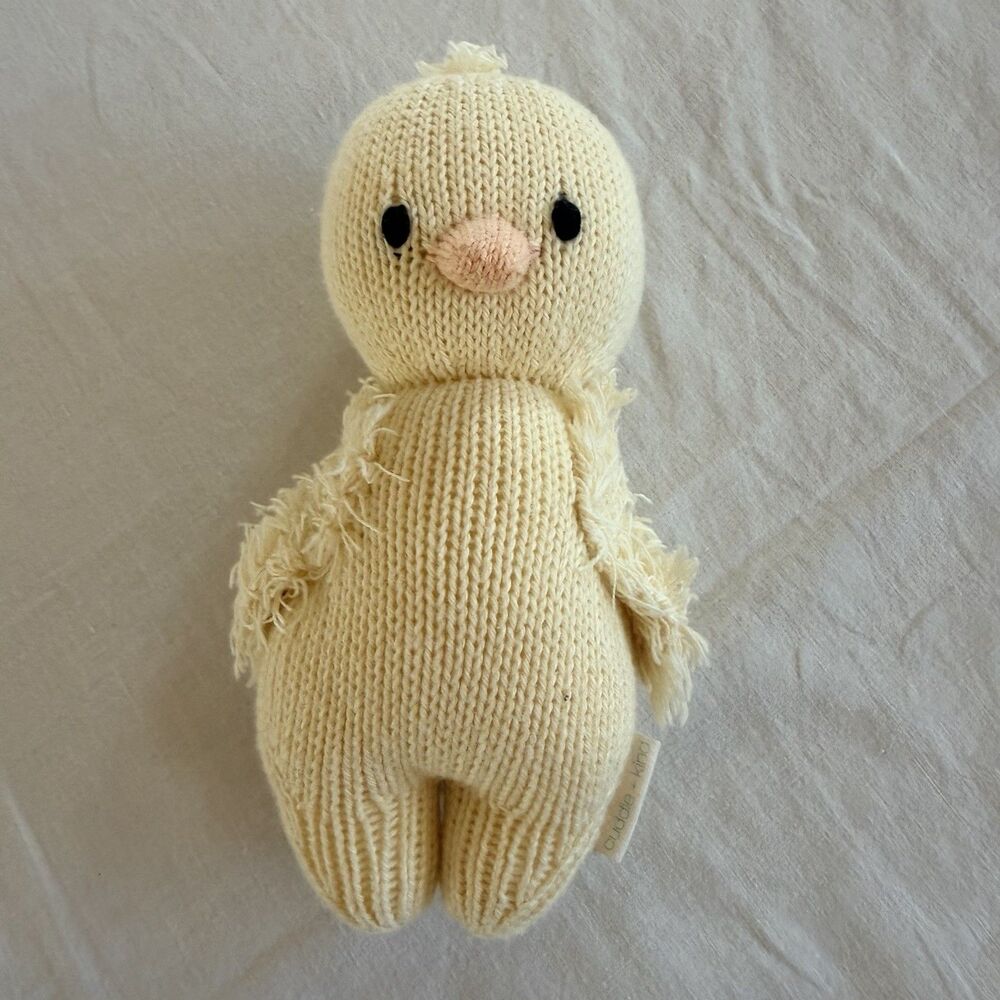 Cuddle + Kind Baby Chick Knit Plush Yellow 8” Stuffed Animal Toy Handmade Soft
